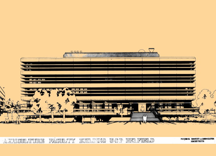 Architectural drawing of the Agriculture bldg by Patrick Rooney Architects